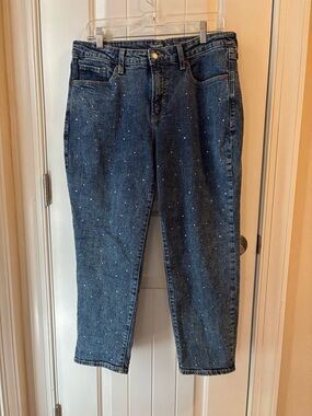 Old Navy Dark Blue OG Straight Jeans with Rhinestone Details